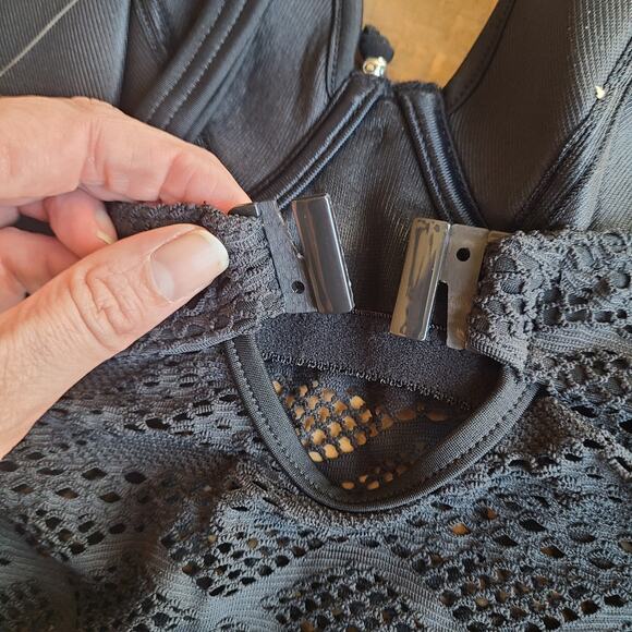 FREYA SUNDANCE Womens Black Underwire Padded TANKINI TOP Bikini Bottom 30DD / L - Picture 5 of 13